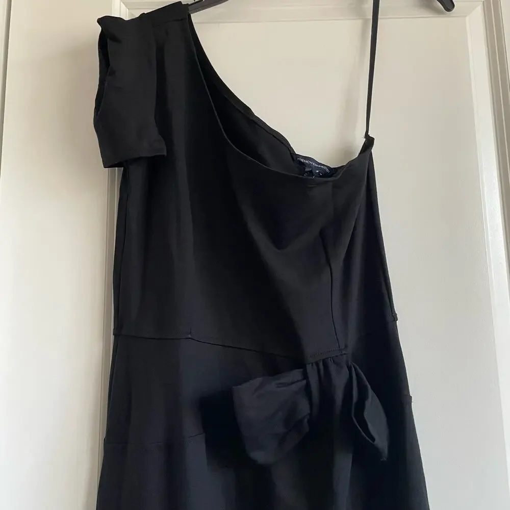 NWT French Connection LBD One Shoulder Mini Bow Dress Sz 8